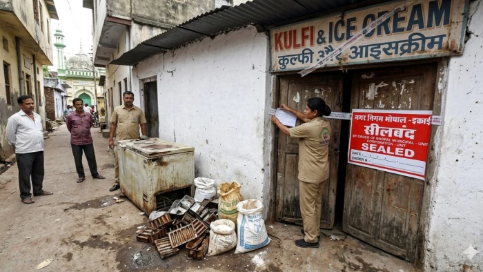 भोपाल में गंदगी के बीच तैयार हो रही थी कुल्फी, नगर निगम ने मारा छापा, 10 हजार का जुर्माना लगाकर किया सील