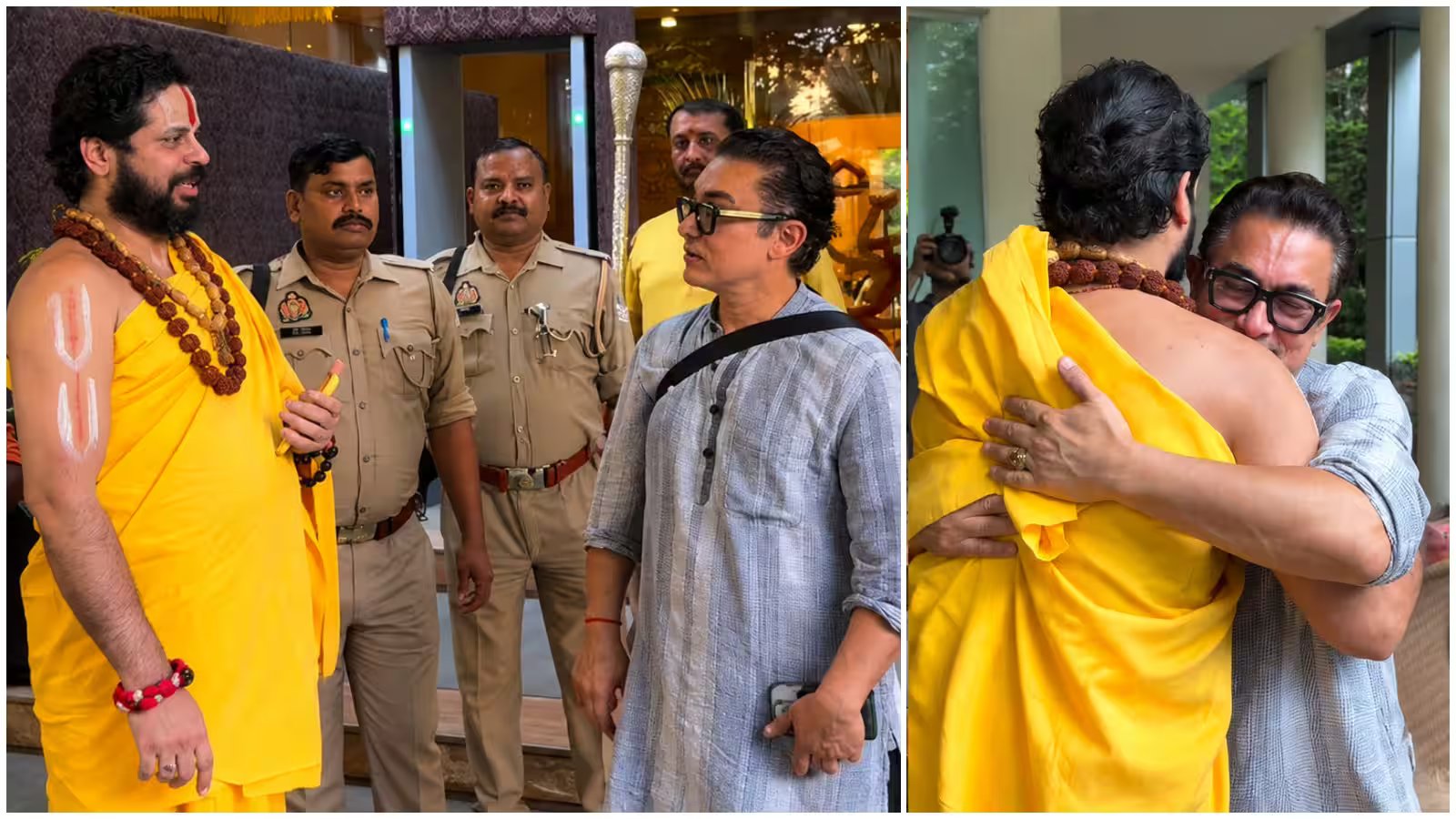 जगद्गुरु स्वामी सतीशाचार्य महाराज से मिले आमिर खान, हाथ जोड़े फिर गले मिले, पैप्‍स ने पूछा- कुछ नया आने वाला है?